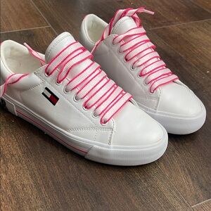 Tommy Hilfiger White Sneakers with Pink Accents